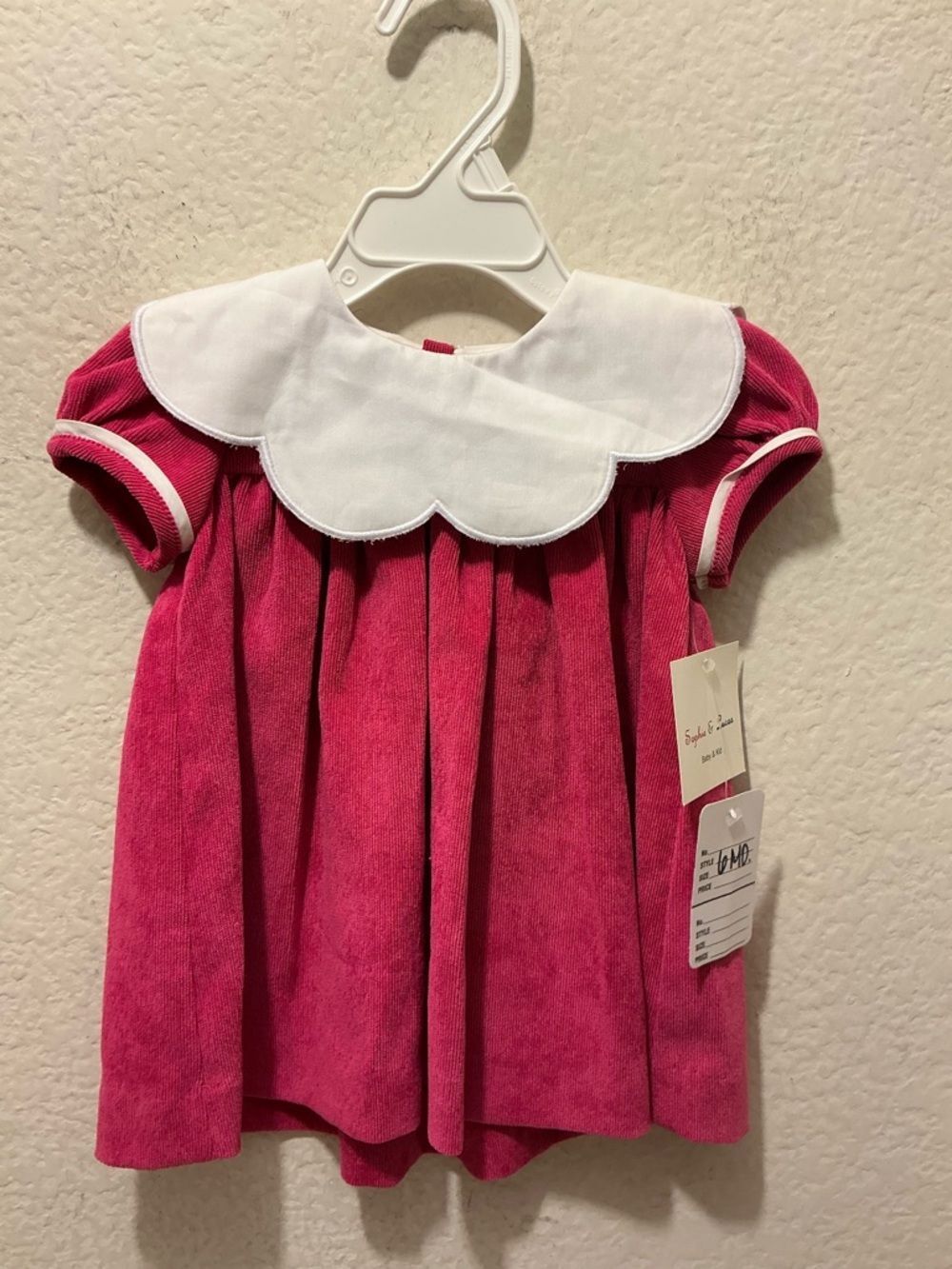 New Sophie & Lucas Girls Pink Scalloped Collar Dress